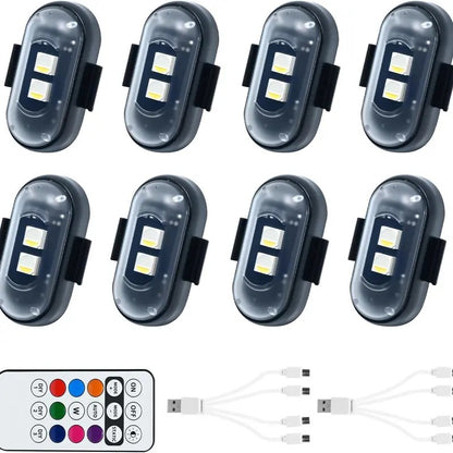 RGB LED Aircraft Strobe Light – Remote Wireless Multifunctional Warning Light for Bike & Car
