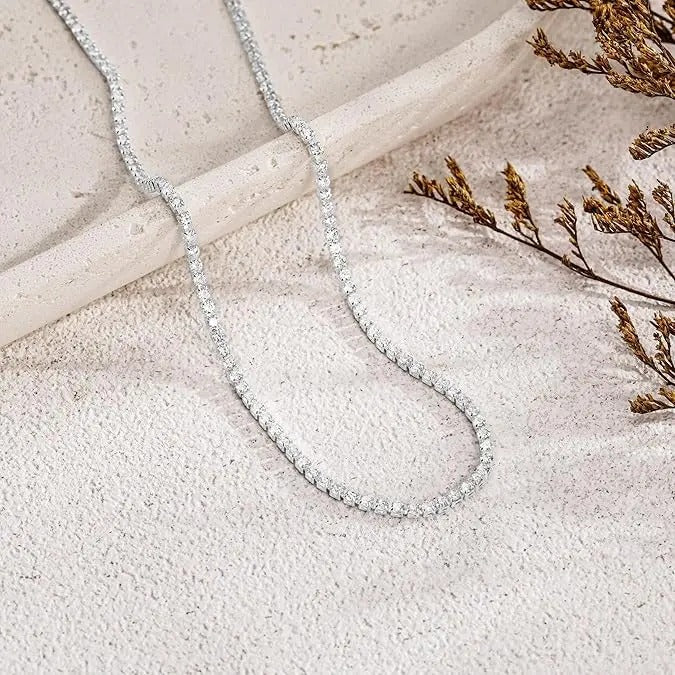 Tennis Necklace for Women 14K Gold Plated or Sterling Silver Cubic Zirconia Dainty Choker Gift