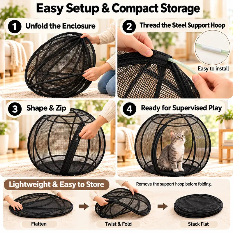 Rolling Cat Tent – Portable Panoramic Outdoor Enclosure & Rolling Cat Sphere